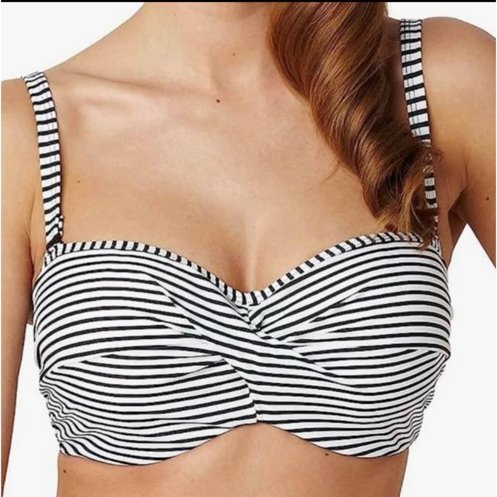 NWT- Panache Anya- Underwire Bandeau Bikini Top
Black/White Striped 38 G